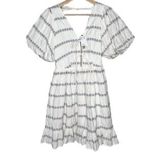 New Women’s Topshop Textured Stripe Cotton Minidress Size 4